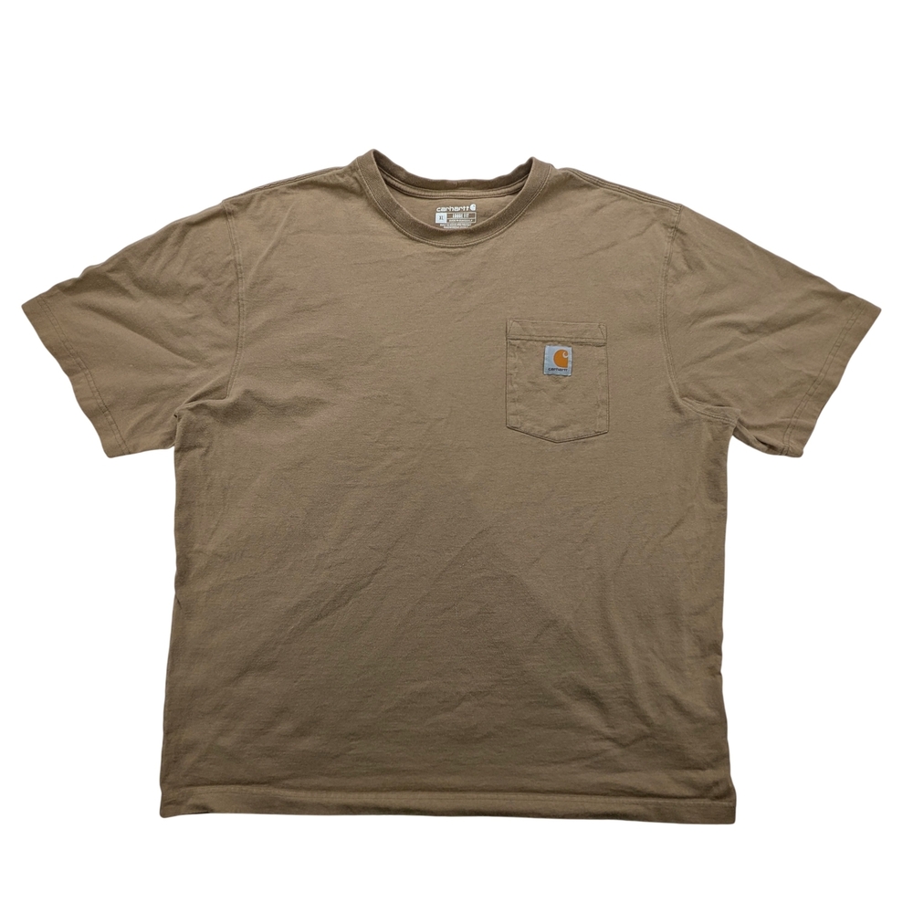 Carhartt Shirt Mens XL Loose Fit Pocket Logo Brown Workwear Heavyweight Classic